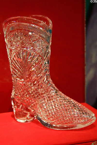 Cut crystal cowboy boot given to President Reagan by Lord Mayor of Dublin at Reagan Museum. Simi Valley, CA.