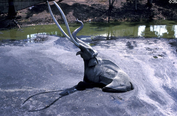 Model of mastodon in La Brea Tar Pits. Los Angeles, CA.