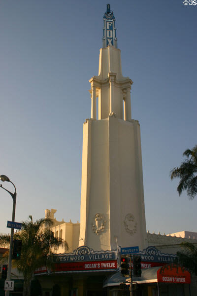 Fox Westwood Village Theater (1931) (961 Broxton Ave., Westwood). Los Angeles, CA. Style: Spanish Colonial Revival & Moderne. Architect: P.O. Lewis.