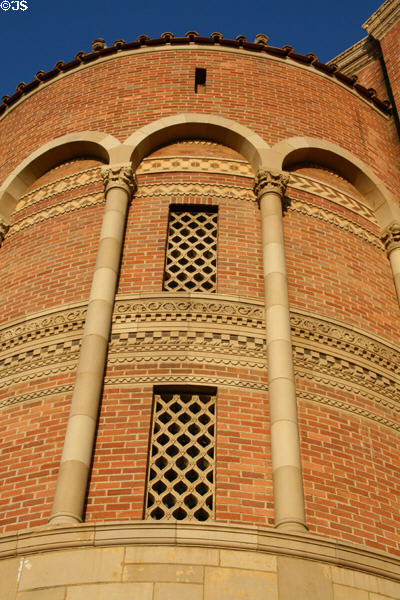 Brickwork facade of Royce Hall. Los Angeles, CA.
