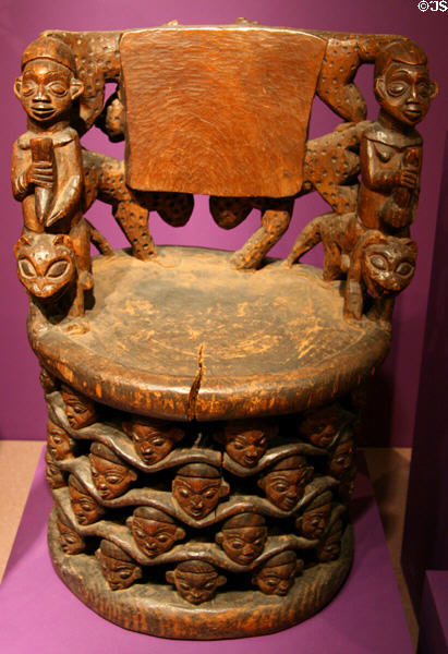 Cameroon Grassfields ceremonial chair (early 20th C) at Fowler Museum. Los Angeles, CA.