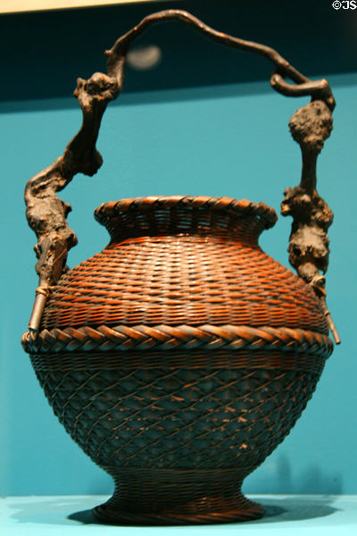 Bamboo & tree root basket (19th or 20thC) from Japan at Fowler Museum. Los Angeles, CA.