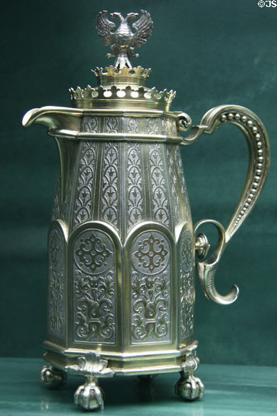 Russian flagon (1855) by Ivan Semenovich Gubkin of Moscow at Fowler Museum. Los Angeles, CA.
