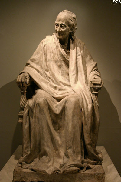 Sculpture of Voltaire seated (1779-95) by Jean-Antoine Houdon in Los Angeles County Museum of Art. Los Angeles, CA.