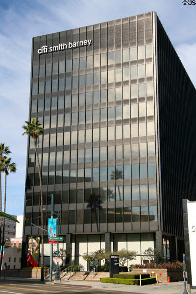 Security Pacific Place (now 9665 Wilshire Blvd.) (1969) (10 floors). Beverly Hills, CA. Style: International. Architect: Craig Ellwood Assoc..