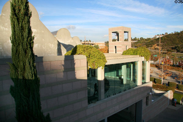 Terraced levels with tower at Skirball Cultural Center & Museum of Jewish people's history. Los Angeles, CA.