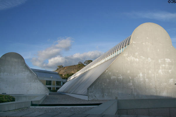 Signature roofline of Skirball Cultural Center buildings. Los Angeles, CA.