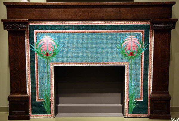 Mosaic fireplace surround (1901) by George Washington Maher from Patrick J. King house in Chicago at LACMA. Los Angeles, CA.