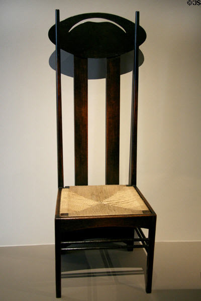 High-backed chair (1898) by Charles Rennie Mackintosh at LACMA. Los Angeles, CA.