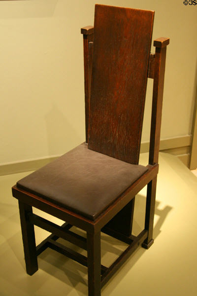 Side chair (1898-1902) by Frank Lloyd Wright for Wright Studio in Oak Park, IL at LACMA. Los Angeles, CA.