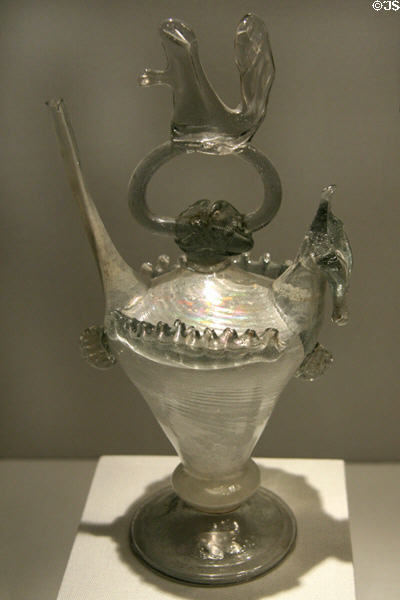 Glass wine càntir (c1675-1725) from Spain or Southern France at LACMA. Los Angeles, CA.