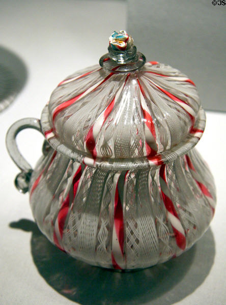 Venetian covered glass jug (18th C) at LACMA. Los Angeles, CA.