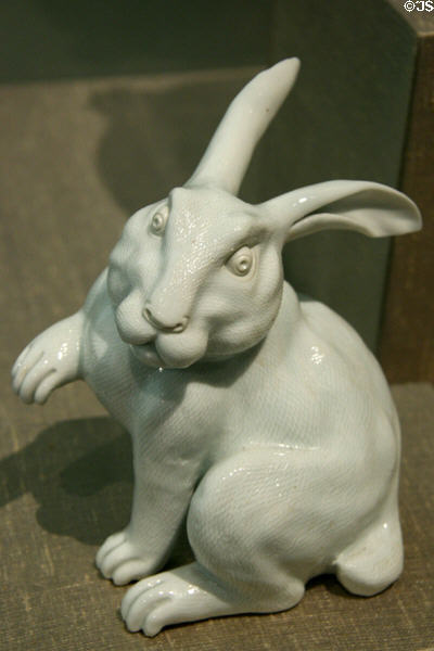Hirado Mikawachi ware porcelain rabbit (2nd half 19thC) at Pavilion for Japanese Art at LACMA. Los Angeles, CA.
