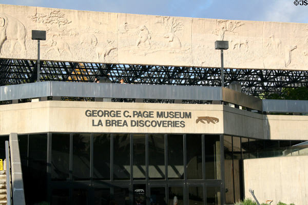 Entrance of George C. Page Museum of La Brea Discoveries. Los Angeles, CA.