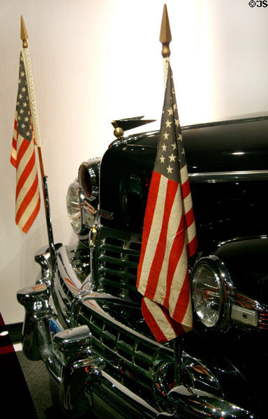 Front-end of Lincoln limousine (1942) used by Presidents F.D. Roosevelt & Harry S. Truman at Petersen Automotive Museum. Los Angeles, CA.