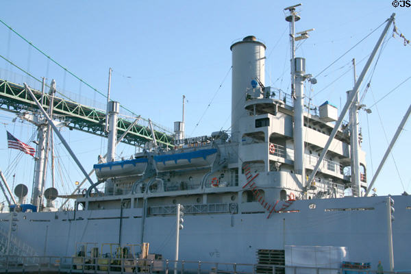 S.S. Lane Victory, 10,000 ton World War II cargo ship (1945) operated by U.S. Merchant Marine Veterans (Berth 94). San Pedro, CA. On National Register.