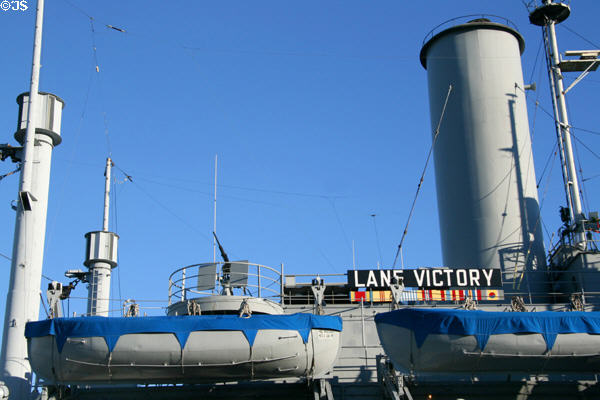 Upper deck details of S.S. Lane Victory. San Pedro, CA.
