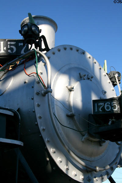 Nose of Southern Pacific Steam Locomotive 1765 at Lomita Railroad Museum. Lomita, CA.