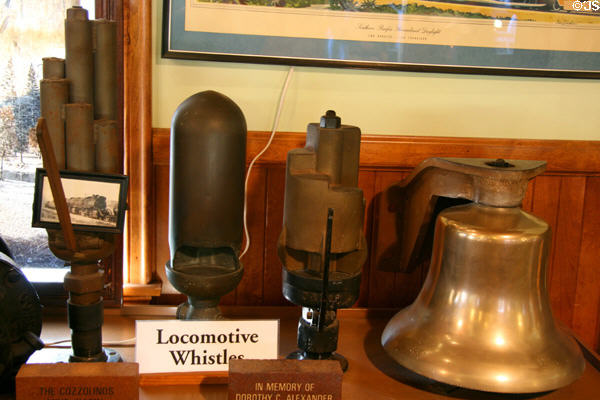 Railway bells & whistles at Lomita Railroad Museum. Lomita, CA.