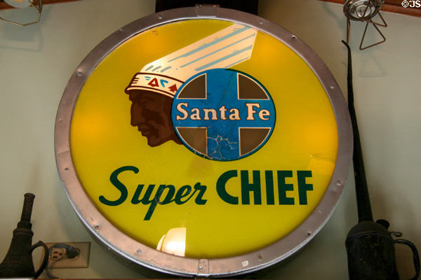 Santa Fe Super Chief lighted sign at Lomita Railroad Museum. Lomita, CA.