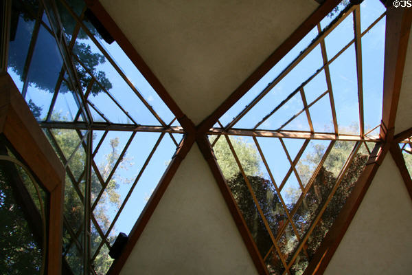Glass skylights of Wayfarers Chapel. Rancho Palos Verdes, CA.