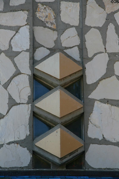 Triangular designs of Wayfarers Chapel. Rancho Palos Verdes, CA.