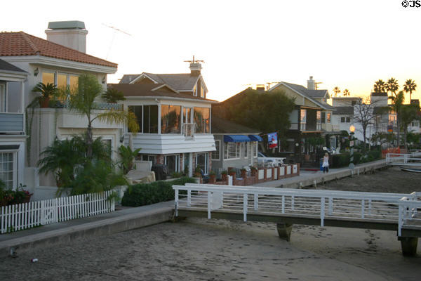 Waterfront houses on Balboa Island. CA.