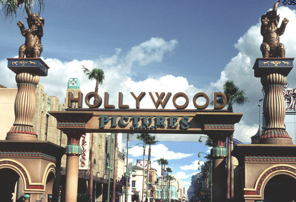 Entrance sign for Hollywood movie studio replica backlot at Disney's California Adventure ™. Anaheim, CA.