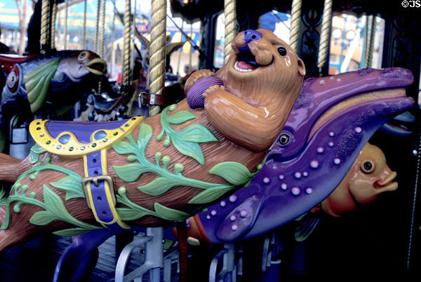 Carousel characters in form of otter & whale at Disney's California Adventure ™. Anaheim, CA.