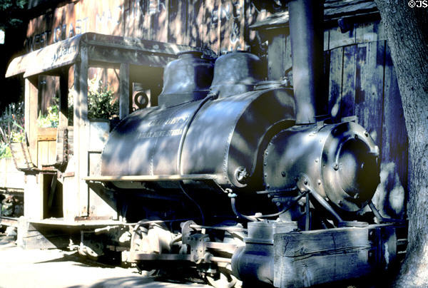 Antique borax mine steam locomotive at Knott's Berry Farm. Buena Park, CA.
