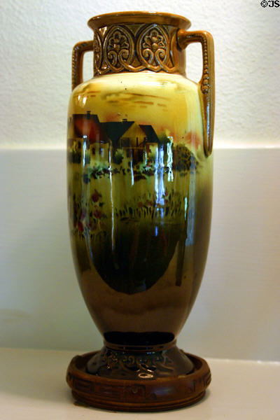Painted pottery vase in parlor of Nixon Birthplace. Yorba Linda, CA.