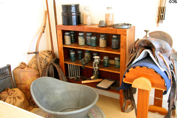 Objects in pantry of Nixon Birthplace. Yorba Linda, CA.