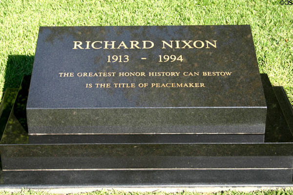 Grave of Richard Nixon (1913-94) at Nixon Library. Yorba Linda, CA.