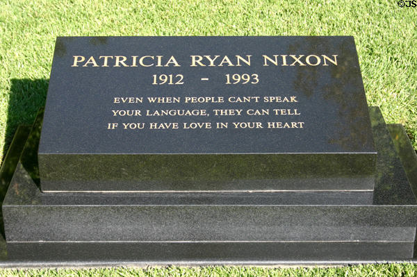 Grave of Patricia Ryan Nixon (1912-93) at Nixon Library. Yorba Linda, CA.