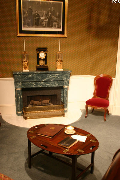 Replica of Lincoln Sitting Room fireplace at Nixon Library. Yorba Linda, CA.