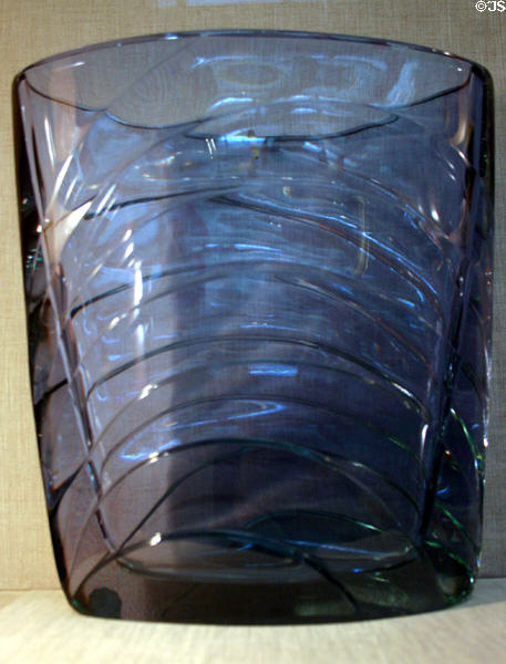 Turquoise crystal vase by Riihimaki Glass Factory given to Nixon by Finland's President Urho Kekkonen at Nixon Library. Yorba Linda, CA.