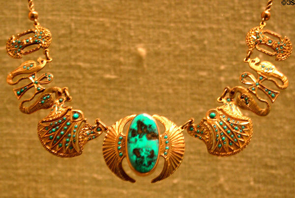 Gold & turquoise necklace given to Nixon by Egypt's President Sadat at Nixon Library. Yorba Linda, CA.