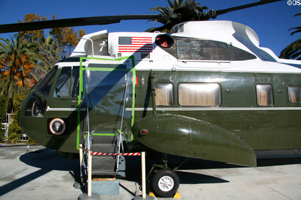 Nose of Presidential VH-3A Sea King helicopter at Nixon Library. Yorba Linda, CA.