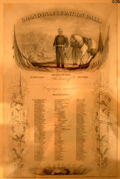 Inaugural Ball program for Zachary Taylor (1849) in private collection. CA.