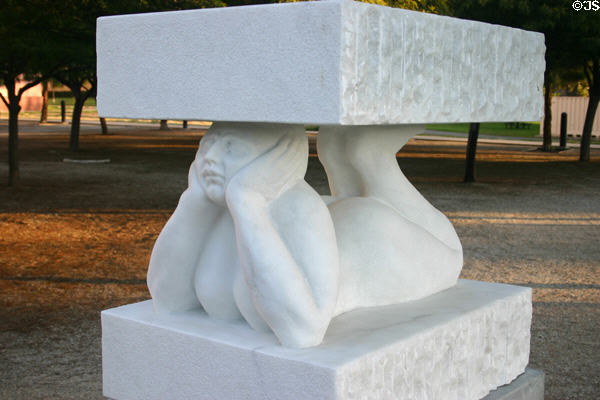 Sculpture in marble (2005) by Nancy Doran near Science Library at UC Irvine. Irvine, CA.