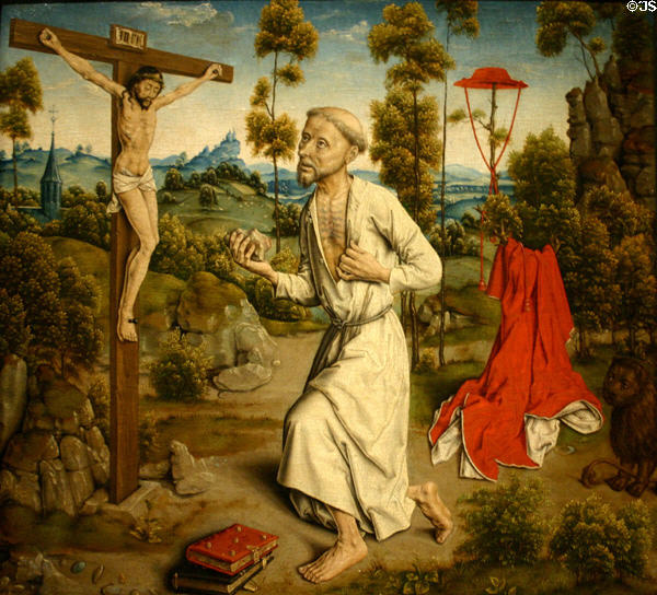 St. Jerome in Penetence (c 15th c) by Aelbert Bouts in Norton Simon Museum. Pasadena, CA.