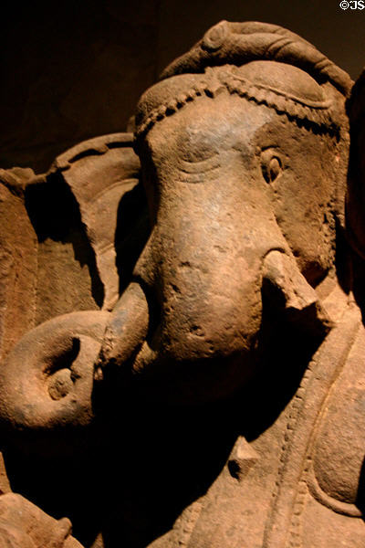 India: Ganesh (1184) of sculpted sandstone from Madhya Pradesh in Norton Simon Museum. Pasadena, CA.