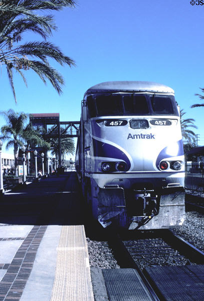Amtrak locomotive on San Diego to LA run. CA.