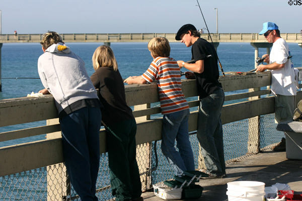 Fishing from the pier in Ocean Beach. San Diego, CA.