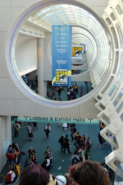 Hanging signs in San Diego Convention Center during Comic-Con International. San Diego, CA.