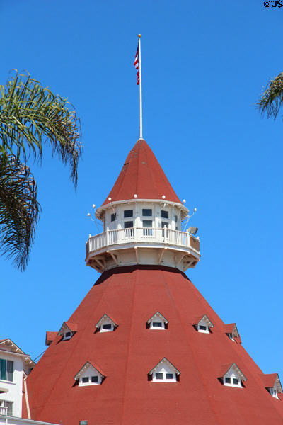 Circular tower of Hotel del Coronado. Coronado, CA.