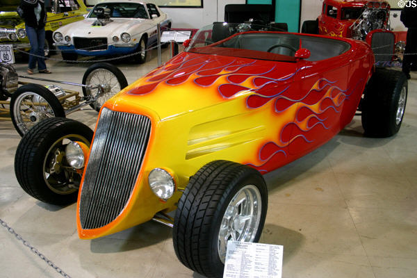 Custom hot rod made from replica Ford Model Roadster (1934) & 95 Olds engine at San Diego Automotive Museum. San Diego, CA.
