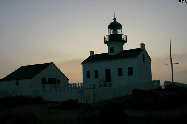 Old Point Loma Lighthouse at dusk at Cabrillo National Monument. San Diego, CA.