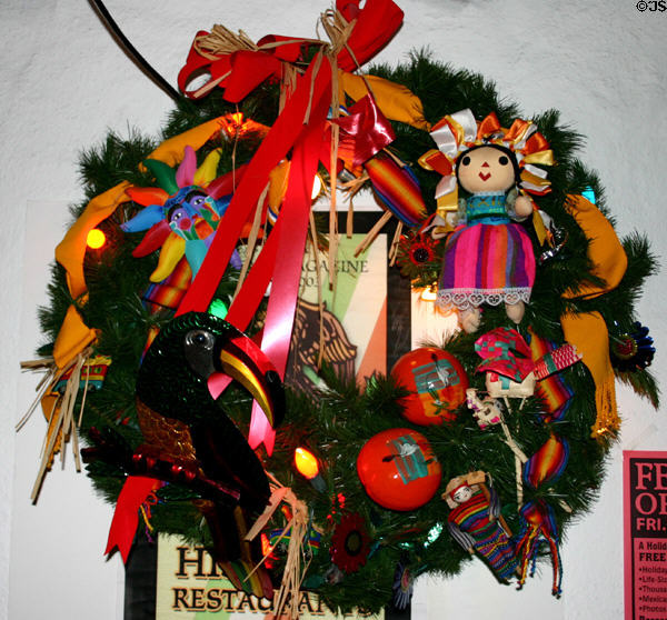Mexican Christmas wreath in Old Town. San Diego, CA.