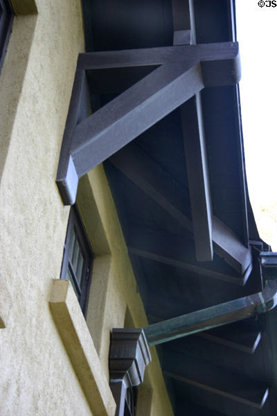 George White & Anna Gunn Marston residence arts & crafts roof overhang support beam details. San Diego, CA.
